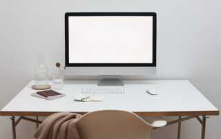 Free Stylish workspace with computer and simple furniture Stock Photo